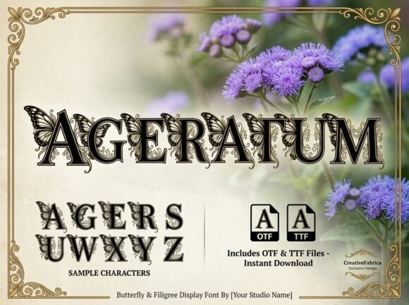 Ageratum: Where Nature's Detail Meets Typographic Drama